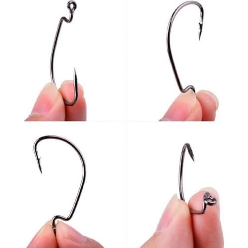 Fish Hooks 10Pcs High Strength Corrosion-resistant Fishhooks Carbon Steel Worm Lure Bait Crank Fish Hook Fishing Gear