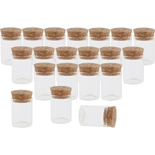 Mini Tiny Clear Glass Jars Bottles with Cork Stoppers, 10ml/2.9cm/1.14 inch high for Arts & Crafts, Projects, Decoration