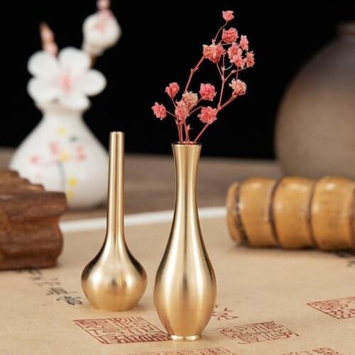Mini Golden Pure Copper Vase Home Decor Accessories Living Room Decoration Antique Vase Tall Vase Unique Flower Vase Nordic Vase