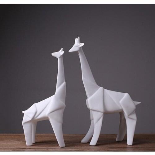 Minimalist Origami ceramic giraffe deer statue home decor crafts room wedding decoration ornament porcelain animal figurines