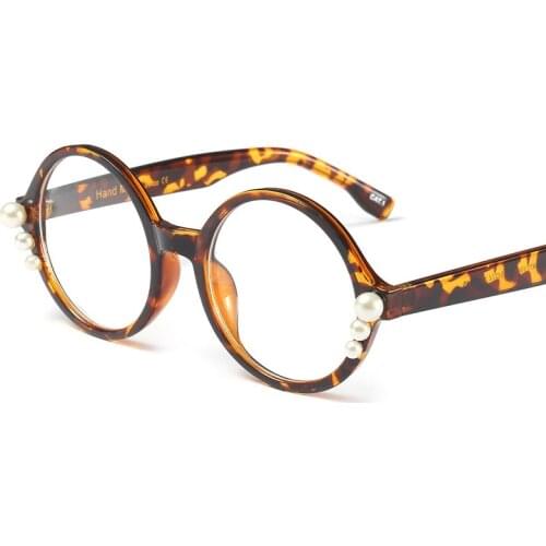 Fashion Clear Lens Pearl Round Women Reading Glasses Frame Vintage Optical Eyewear Grace Lady Luxury Brand Designer Female gafas