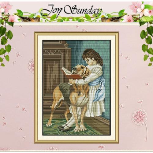 The Girl And Her Dog Patterns Counted Cross Stitch 11CT 14CT Cross Stitch Set Wholesale Cross-stitch Kit Embroidery Needlework