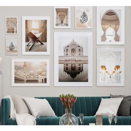 Wall Art Canvas Painting Masjid Worship Solemn Muslim Mosque Nordic Posters And Prints Wall Pictures For Living Room Decoration