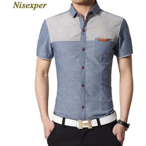 Nisexper New Arrival Brand Mens Summer Business Shirt Slim Fit Male Shirt Brand Clothing Comfortable Plus Size 5XL