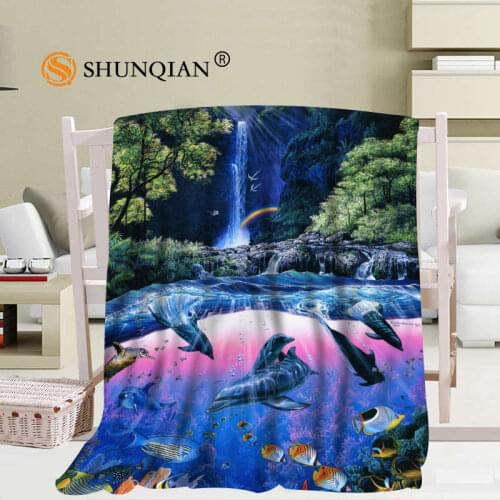 Dolphins Jumping Blanket Soft Sofa Bed Throw Blanket Kid Adult WarmCustom Blanket 56x80Inch50X60Inch40X50Inch