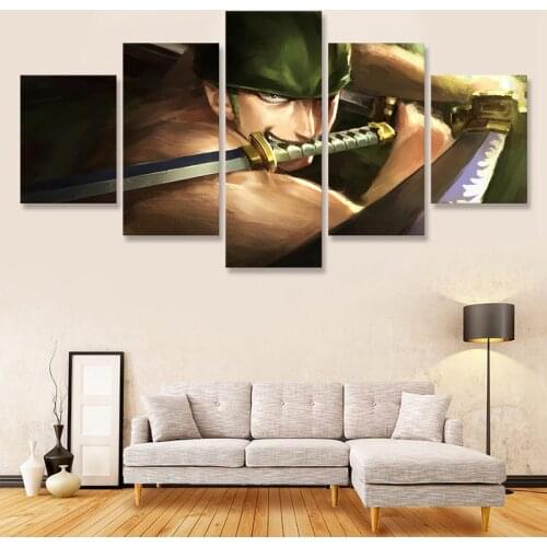 One Piece Roronoa Zoro Canvas Painting 5 Panel Wall Art Canvas Print Paintings Wall Picture for Living Room