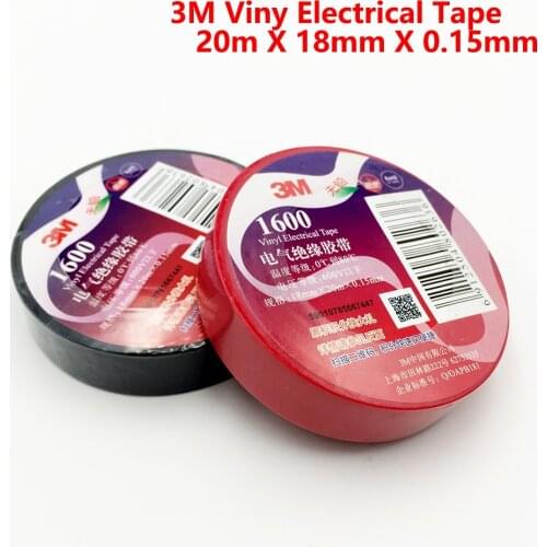 Original 3M Vinyl Adhesive Insulating Tape 1600# Leaded PVC Electrical High Temperature Insulation Waterproof Tape 2 Colors 20