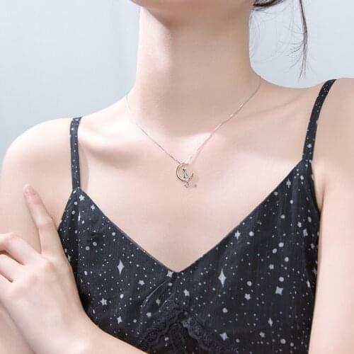 Colusiwei Cat Pendant Necklace for Women 925 Sterling Silver Gold Color Moon Link Chain Necklaces Fine Jewelry Female Bijoux