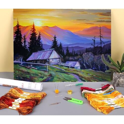 Landscape Quiet Evening Pre-Printed 11CT Cross Stitch Full Kit Embroidery DMC Threads Hobby Handicraft Craft Different