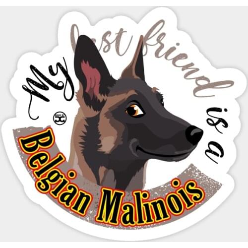 Squint Belgian Malinois Vinyl Decal Car Stickers for Car-window Bumper Door Hood Wall Pet Dog Cute and Funny