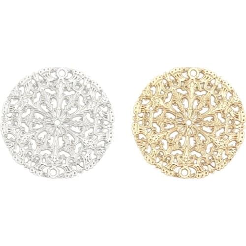 DoreenBeads Fashion Iron Based Alloy Filigree Stamping Connectors Round Silver Color Gold Color DIY Charms 25mm(1") Dia, 10 PCs