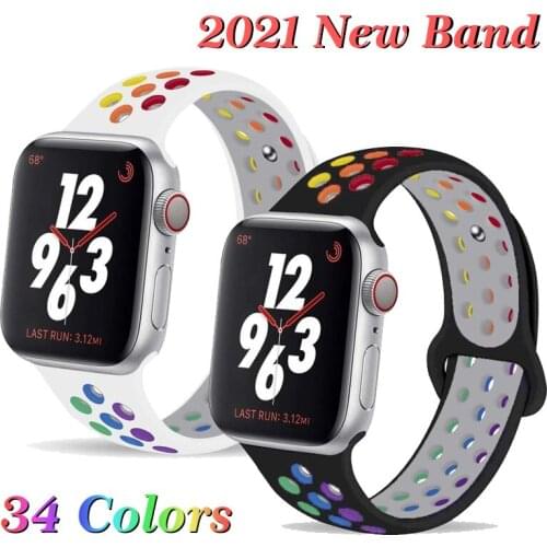 Sports Silicone Strap for Apple Watch Band 38mm 42mm 40mm 44mm Contrasting Color Bracelet for iWatch Series 6 SE 5 4 3 2 1 Band