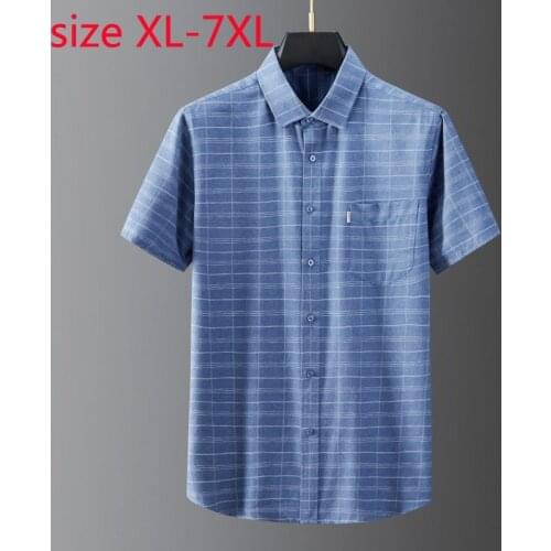 New Arrival Fashion Suepr Large Summer Men Casual Plaid Printed Short Sleeve Casual Shirts Plus Size XL 2XL 3XL 4XL 5XL 6XL 7XL