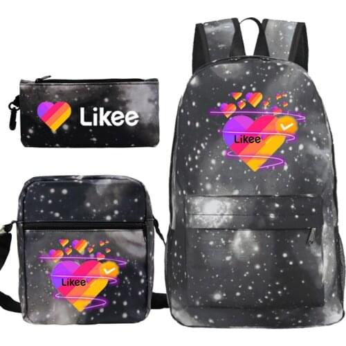 LIKEE Backpack for Teens Likee Video App Bag 3 PCS/set Mochila Backpack Sac A Dos Bookbag School Bags for Teenage Girls Fashion