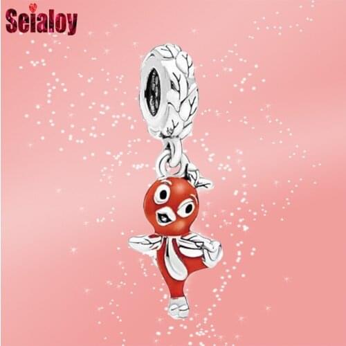 Seialoy 2020 Cartoon Animal Dancing Bird Charm Dangle Red Pendant Fit Brands Bracelet & Necklace New Jewelry Accessories