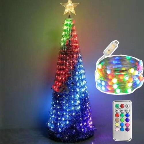 10/20M Smart RGB Christmas Tree Fairy Light USB 200 LED Copper Wire String Light With Remote For Christmas Wedding Party Holiday