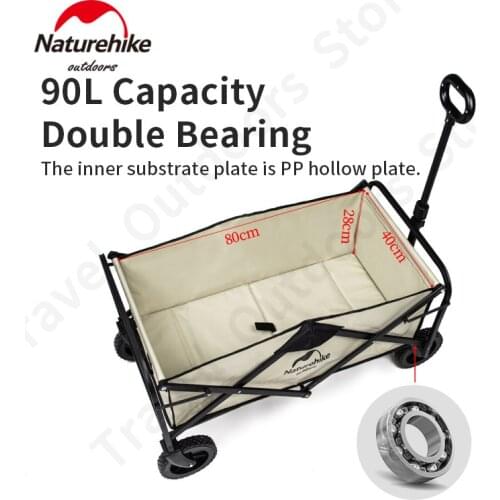 Naturehike Folding Trolley Car Portable Shopping Trolley Camping Picnic Trolley Steel Pipe Bracket Multifunction Storage Cart