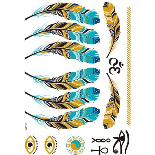 Body Bronzing Tattoos Stickers Metal Tatouage Temporaire Femme A5 Size Gold Silver Waterproof Transfer Temporary Fake Tattoo Art