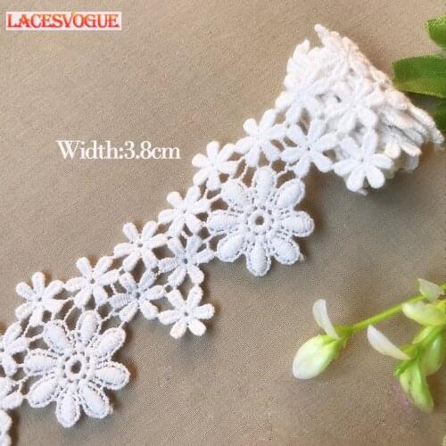 19yards 3.8cm Cotton embroidery Lace ribbon Handmade DIY material Garment needlework sewing accessories Clothing edge fabric 266