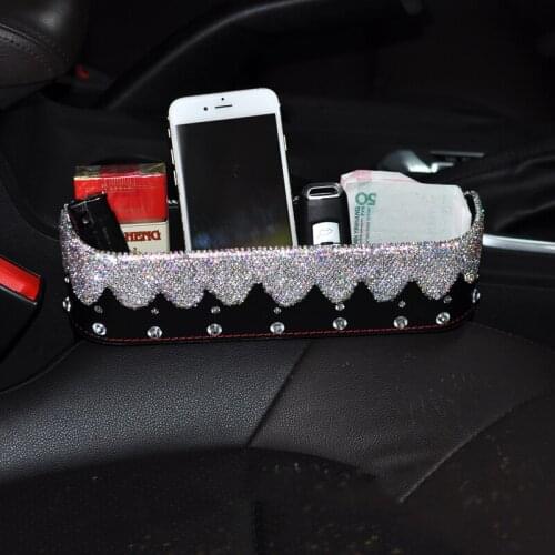 Shiny Diamond Car Seat Gap Storage Box Rhinestone Organizer Auto Gap Pocket Tidying For Phone Coin Case Sundries Accessories