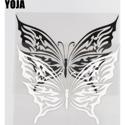 YOJA 19.4×14.7CM Cartoon Butterfly Decal Animals Car Stickers Beautiful Vinyl Design Black/Silver 19C-0045