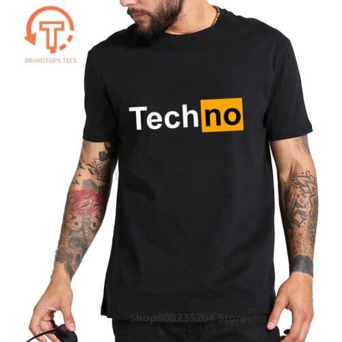 Funny T shirt men Tops Tees Techno T-Shirt Sexy Techno Hub 2 Letter Print Cotton Sleeve Humor Style tshirt Techno logo tee shirt