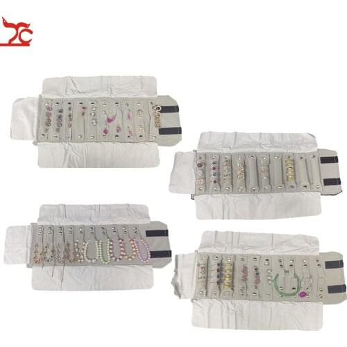 Factory Sale Mini Velvet Jewelry Display Storage Pouch Foldable Earring Stud Ring Necklace Jewelry Organizer Travel Roll Bag
