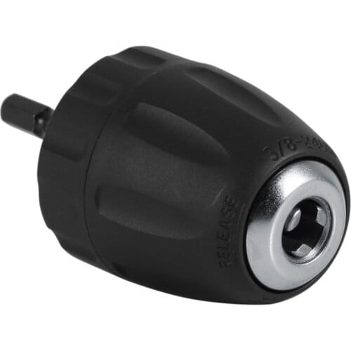 0.8-10mm Drill Keyless Chuck Plastic Sleeves 3/8"-24UNF + 1/4" Hex Adaptor Black High Quality