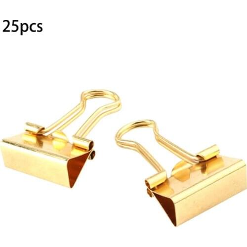 Gold Binder Clips - Small - 3/4 Inch (19 mm) 25/Pack