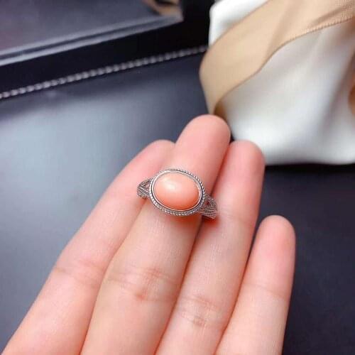 Natural High Quality Pink Coral Gemstone Ring Real 925 Sterling Silver Fashion Charming Fine Jewelry for Women MeiBaPJFS