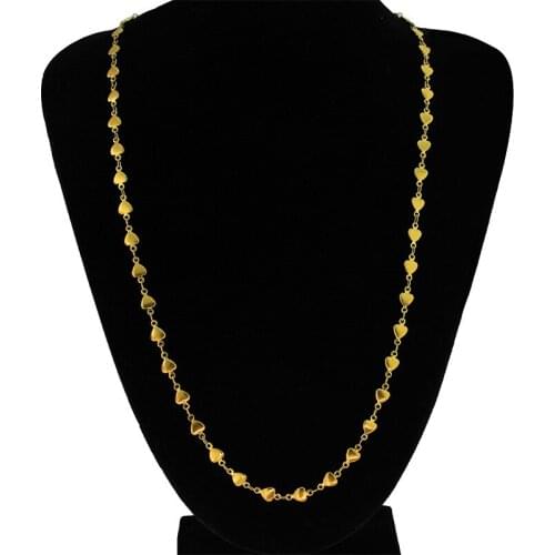 1 pc Gold Color Stainless Steel Good Quality Heart Shape Link Chain Necklace 55cm Length