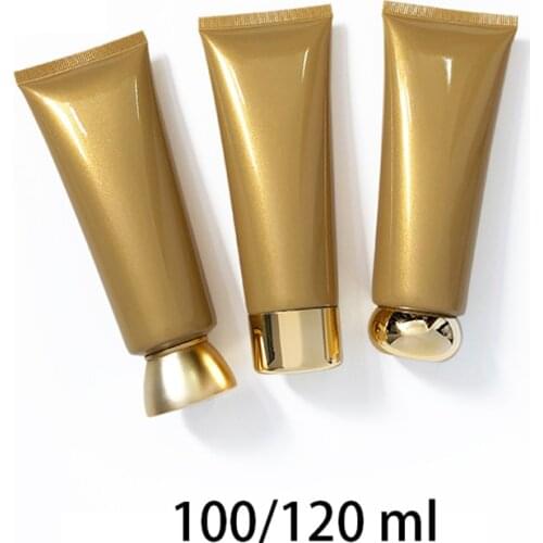 100g 120g Empty Cosmetic Container Pearl Gold Plastic Bottle 100ml 120ml Hand Lotion Tube Aloe Cream Packaging Free Shipping