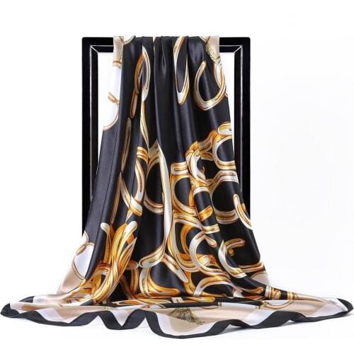 2021 Silk Scarves Luxury Brand Fashion 90X90CM Large Square Scarf Classic European American Women SilkScarf Muslim Headscarf