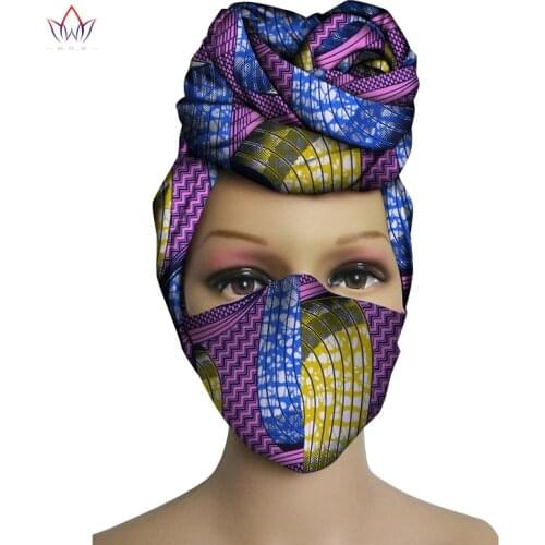 2021 New 2 Pieces Set African Head Wrap for Women Turban Print Wax Ankara Fabric Headwrap Set Side Headscarf WYB670
