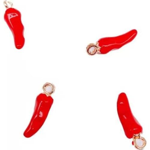 5PCS, 5x 17mm Red Pepper Small Charm Italian Horn Pendant DIY Necklace Bracelet