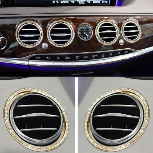 6pcs Diamond Style Air Outlet Ring Trim Cover For Benz S Class W222 2014-2017 ( Gold or Silver option)