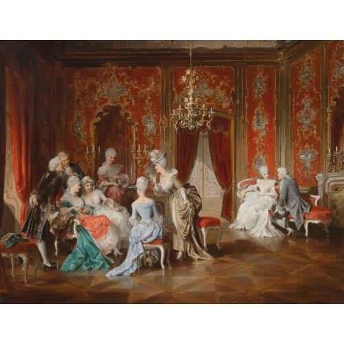 Free shipping classical court figure noble family party palaces oil painting canvas prints on canvas wall art decor picture