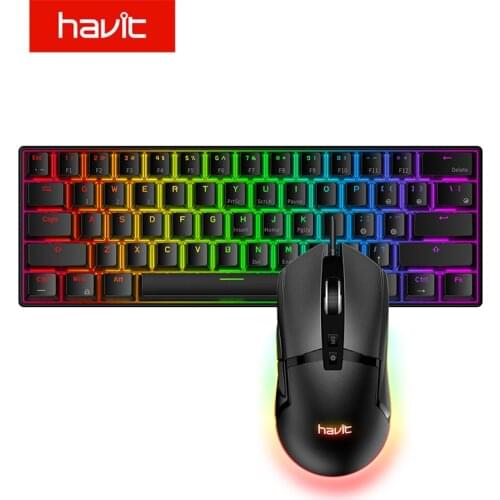 Havit Wireless Type C Bluetooth Keyboard 69 Keys with Programmable Gaming Mouse Wired for Multi-Device PC Laptop Gamer