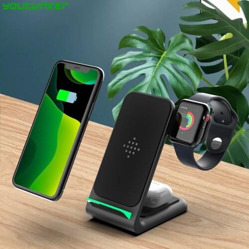 MagSafe 15W Qi Wireless Charging Stand 3 In 1 Foldable Dock Wireless Charger Station for iPhone 12 Pro Max iWatch Airpods Quick