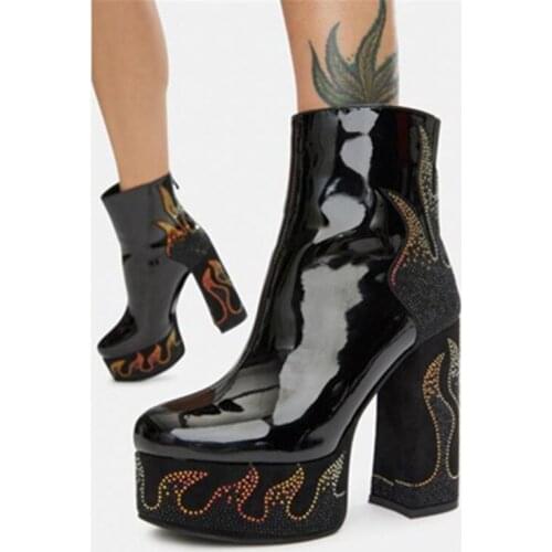 PXELENA Vintage Chunky Block High Heels Ankle Boots 2021 Winter Genuine Leather Platform Motorcycle Gothic Punk Rock Shoes 34-41