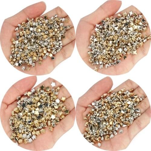 200pcs 6*3mm CCB Flower Drop Crown Butterfly Beads Gold Silver Loose beads for Jewelry Making DIY Bracelet Hole 1.5mm Wholesale