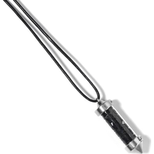 CKysee one piece alloy necklace natural gemstone quartz bullet pendant hanging colored diamonds 50 cm leather cord pendant