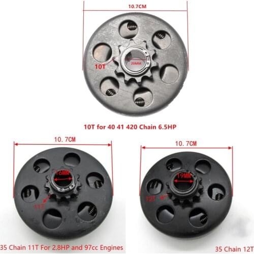 Centrifugal Clutch 10T 11T 12T 35/420 Chain Centrifugal Automatic Clutch For Honda Go kart Minibike 210cc Buggy 7HP 170F Engines