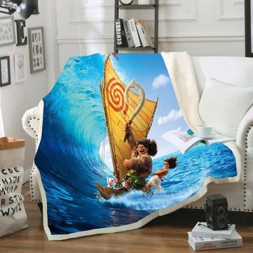 Home Textile Disney Moana Princess Moana Series Patterned Plush Comfy Blanket Bed Cover Single Bedding Baby Girl Children Gift