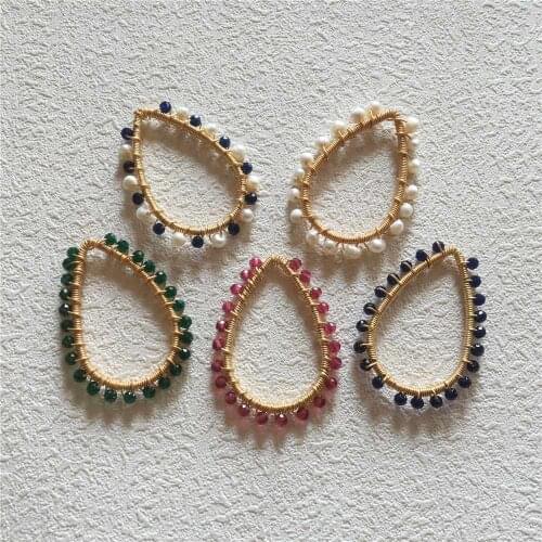 FUWO Wholesale Freshwater Pearls Beads Pendant,Multi Color Crystal Beads Charm For Jewelry Making PD350 5Pieces/Lot