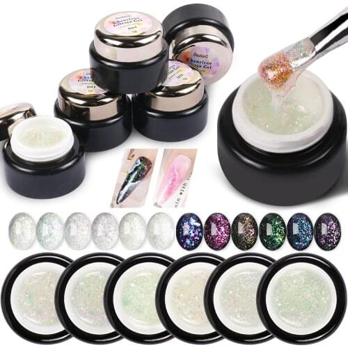 Chameleon Glitter Gel Nail Polish Color Changing Holographic Gel Polish Soak Off Nail Lamp 6 Colors For Nail Art