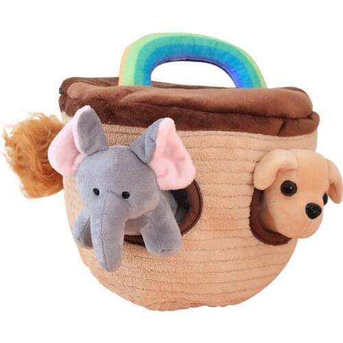Noahs Ark Play House Plush Animals Sound Toys With Carrier Animal Stuffed Toy Kids Education Soft Plush Toy Toddler Baby Gift