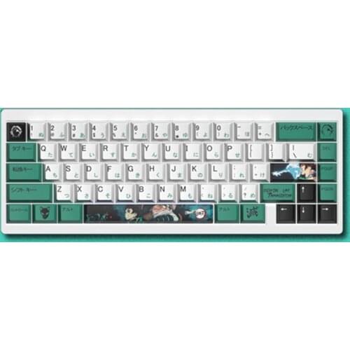 Japan Anime Demon Slayer Design Green Tanjirou Keycap For Cherry Mx Switch Mechanical Keyboard 151keys Cherry Profile PBT Keycap