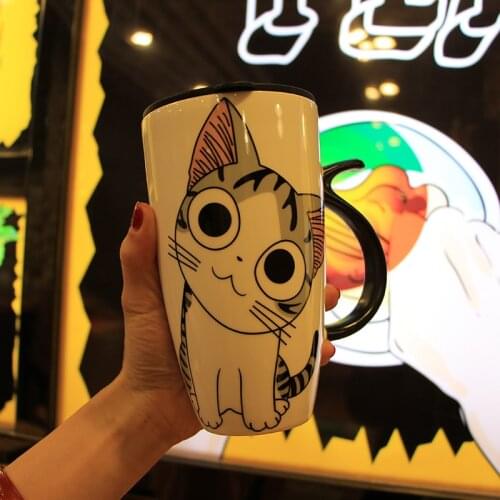 Creative Cartoon Ceramic Mug Personality Super Large Capacity Coffee Mark Milk Cute Breakfast Oatmeal Milk Tea Cup Couple Cups