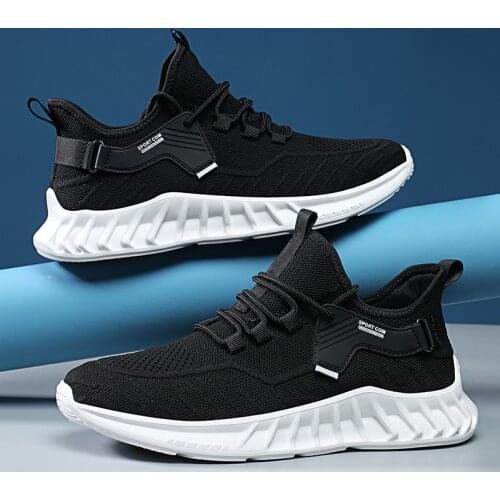 New Summer Mens Sports Casual Shoes Youth Mens Running Shoes Light Mesh Breathable Shoes Lace-up Outdoor Leisure Sneakers